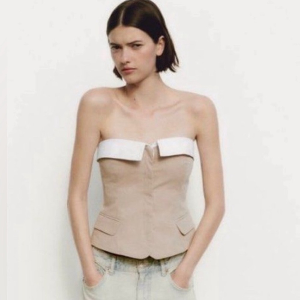 Zara mixed gabardine top, size S - Picture 4 of 5